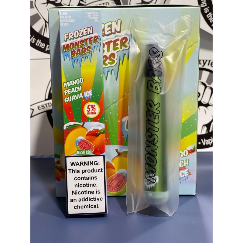 Monster Bars Disposable 2500 puffs - Mango Peach Guava Ice