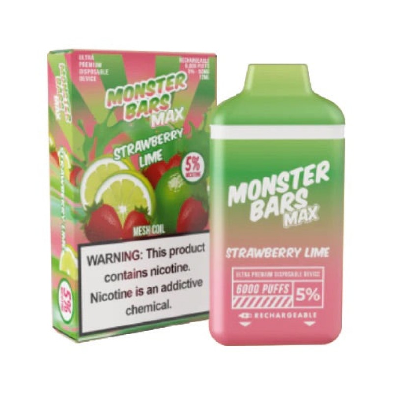 Monster Bars Max [6000 PUFFS] - Strawberry Lime