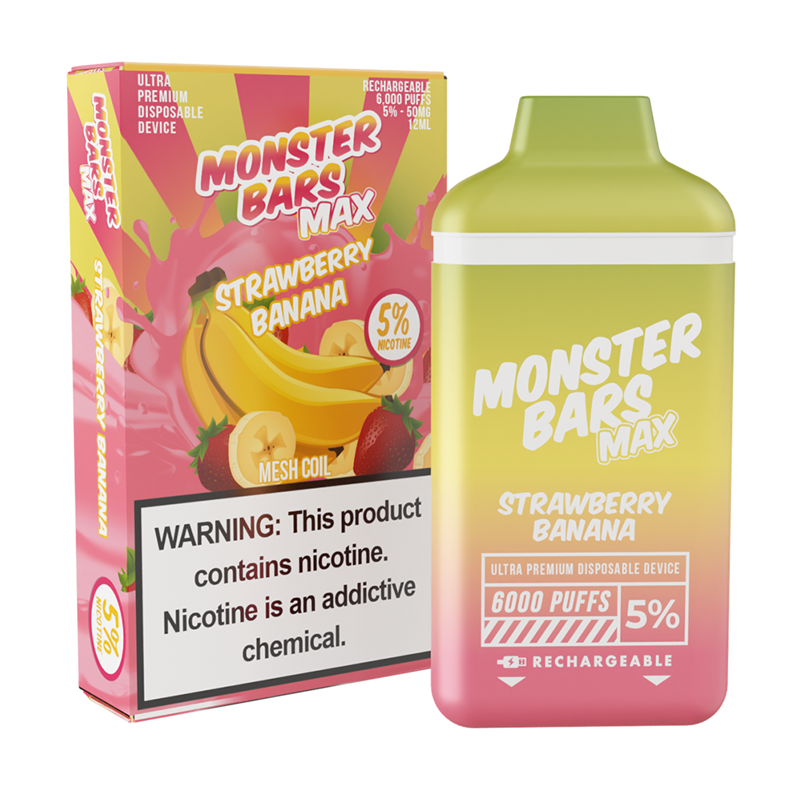 Monster Bars Max [6000 PUFFS] - Strawberry Banana